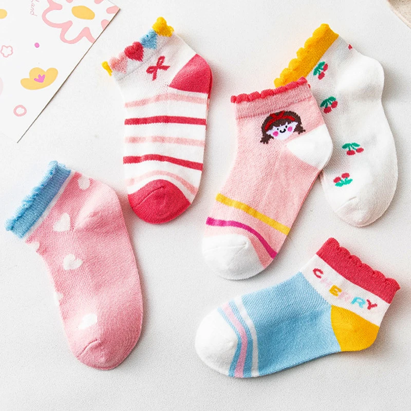 

Детские носки для мальчиков и девочек, летние дышащие сетчатые носки с мультяшным рисунком, Симпатичные хлопковые носки для маленьких маль...