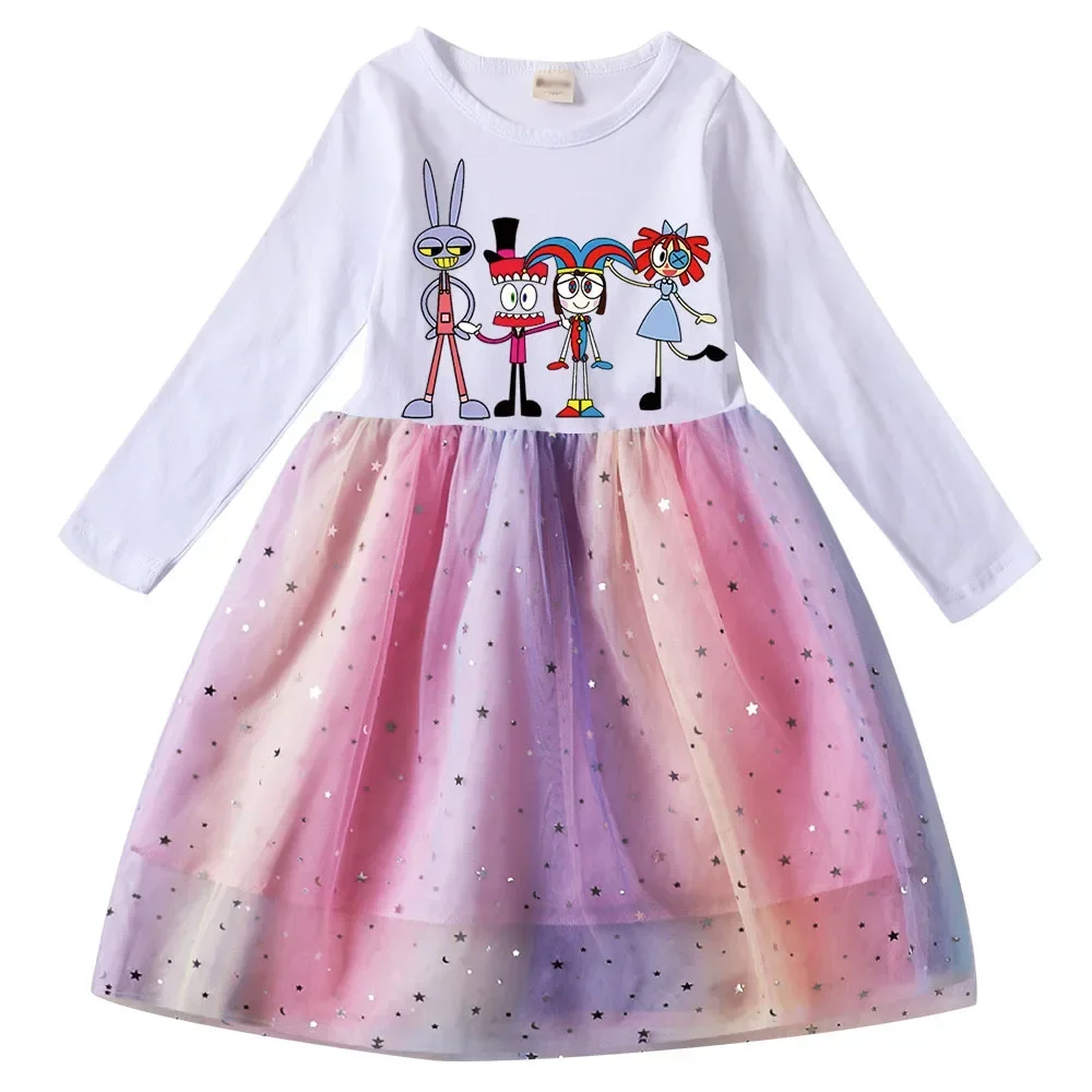 Детское цифровое цирковое платье Pomni Jax с длинным рукавом