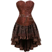 womens sexy gothic steampunk corset dress leather corsets for women top victorian lingerie waist trainer plus size corset skirt