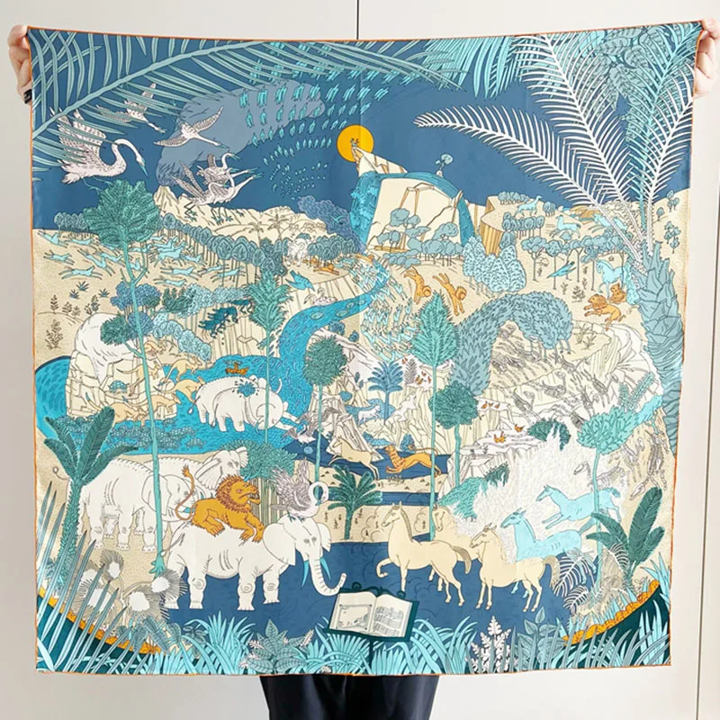 

Scarf for Women Herm** Brand Design Silk Scarves Versatile Stole 90cm Printed Hijab Fashion Shawl Fashion Ladies Free Shipping