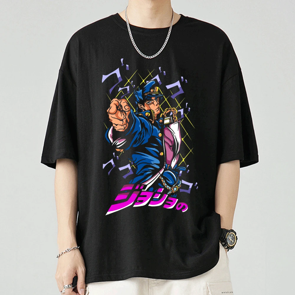 

Japan Anime Jojo Bizarre Adventure T Shirt Jotaro Star Platinum Manga Graphic T-shirts Men and Women Fashion Short Sleeve Tees