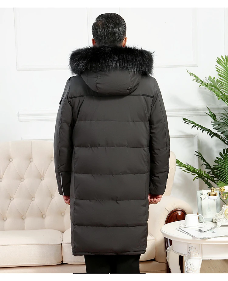 2023 Man's Duck Down Coat & Parkas with Real Fur Collar Hoodie Long Jacket for Father Dad's Winter Clothing 3XL 4XL 5XL xxxxxl