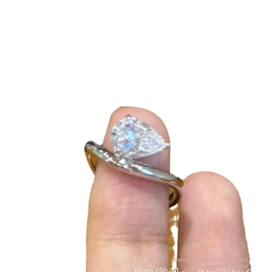 Кольцо из чистого серебра 925 пробы с восемью стрелками и каплями воды одинарное