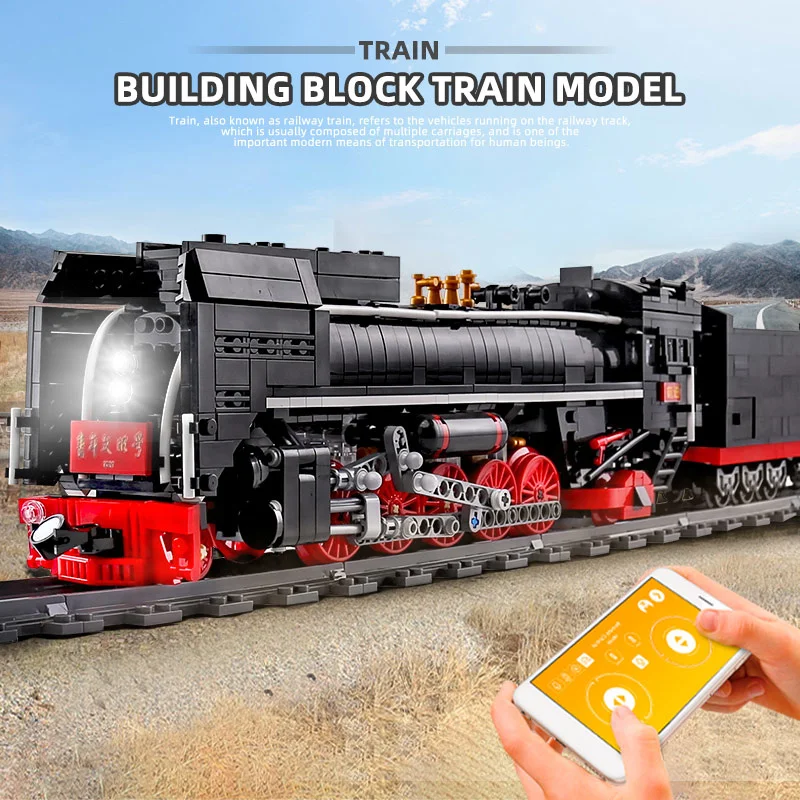 

Mould King MOC City series The QJ Steam Locomotives Remote control train Building Blocks bricks Kids DIY Toys Christmas Gifts