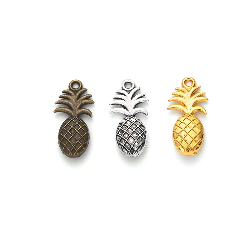 

17 pcs/lot Cute Alloy Charms for Earrings Pineapple Pendants Necklace Fruit Charms DIY Bracelet Jewelry