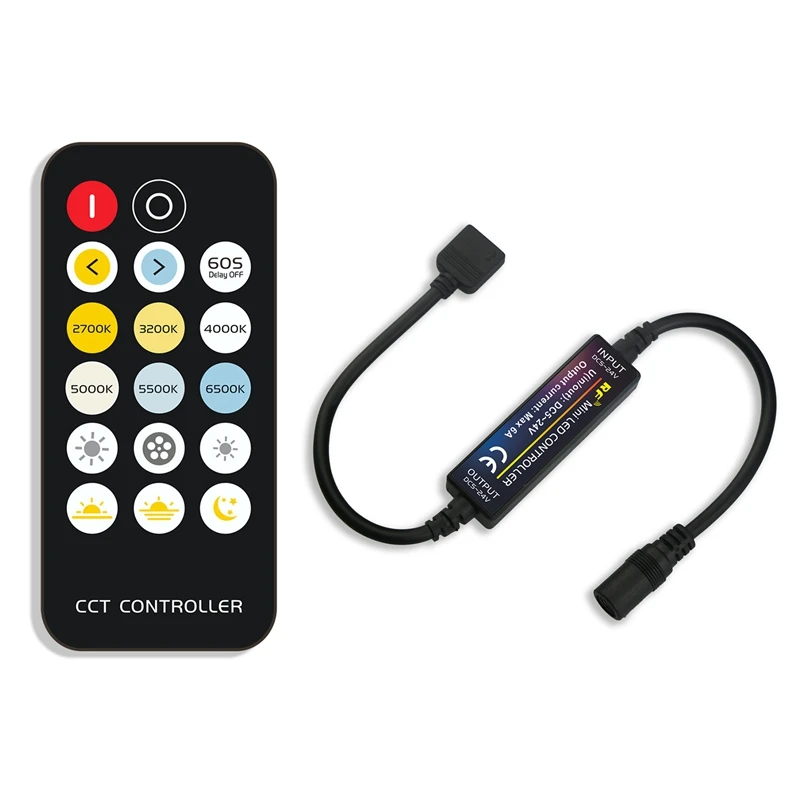 

NEW-LED Controller Mini Wireless RF 17-Key Remote Control Constant Pressure Two-Color Light RGB+CCT LED Strip Controller