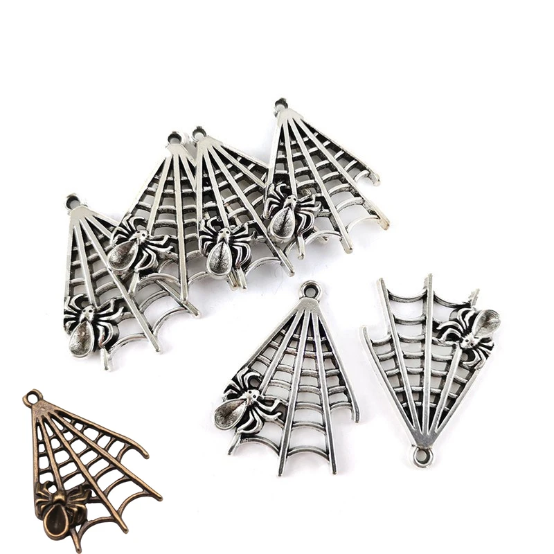 

Tibetan Spider Web Pendants 32mm Spider Antique Silver Pendants Pack Of 10