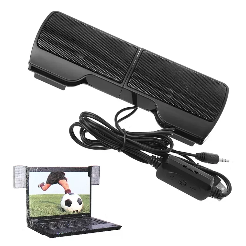 

1 Pair Mini USB Powered Line Control Stereo Clip-On Speaker For Notebook Laptop Y3ND