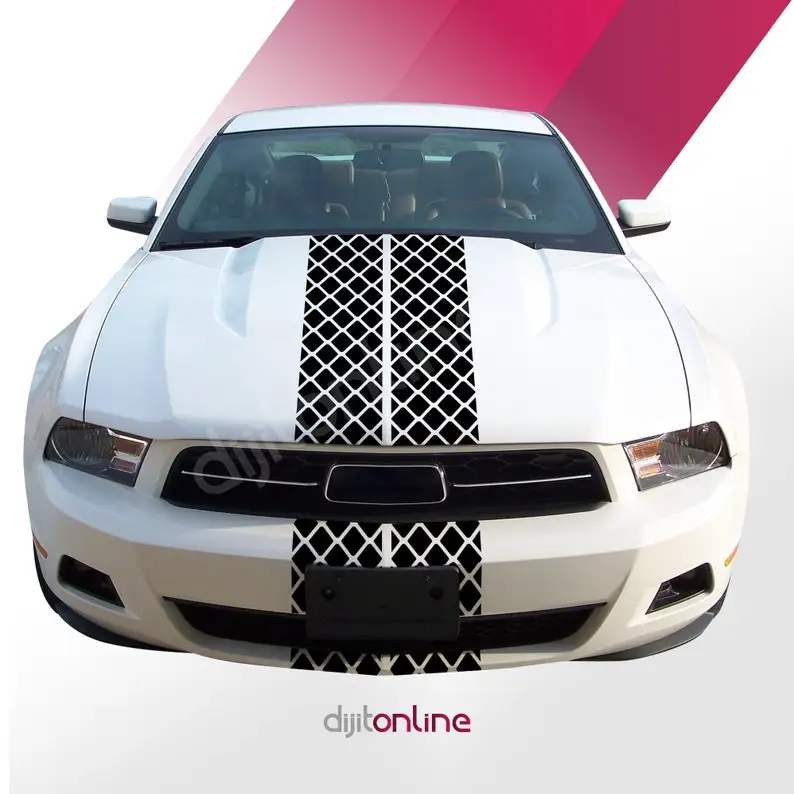 

Наклейка на крышу Переднего Капота, 2 шт., Mustang Dual-Lane, наклейка на автомобиль, гоночные двойные полосы, Dodgd