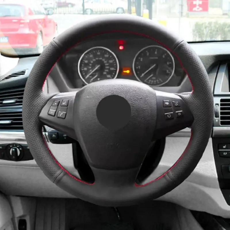 Фото Для BMW X5 E70 2007 2008 2009 2010 2011, перфорированная кожа, прошитый вручную салон автомобиля, чехол на руль, защитная накладка №1