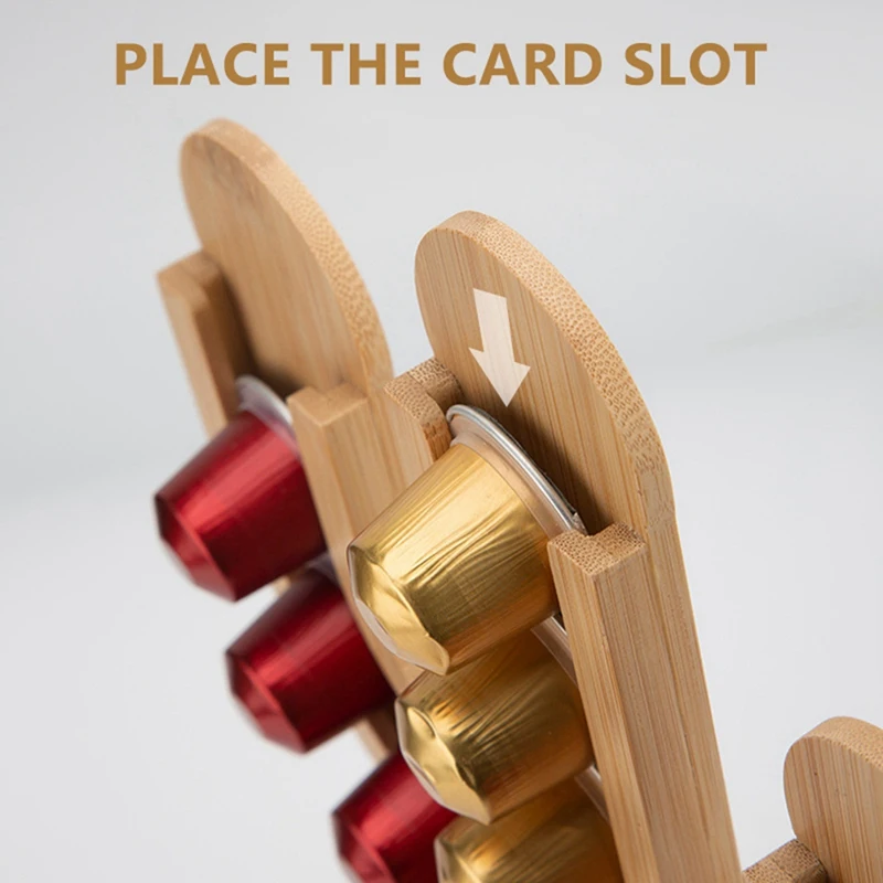 1 PCS Bamboo Rotating Capsule Coffee Storage Rack Display Stand Cactus Cup Type Dispenser