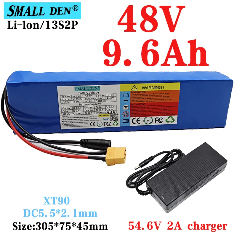 

48V 9.6Ah 21700 Lithium battery pack 13S2P High power ebike batteries DC54.6V electric bicycle scooter With 15A BMS+ 2A Charger
