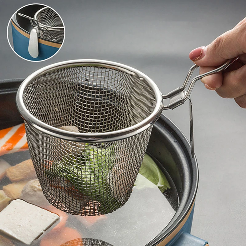 

Stainless Steel Noodles Colander Household Mesh Strainer Multi-Function Pasta Basket Convenient Noodle Basket Home Accessory