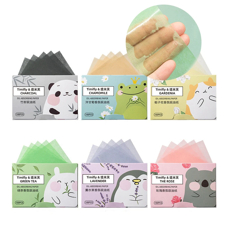 

100PCS/Box Face Oil Blotting Sheets Paper Green Tea Oil Control Wipes Absorbing Sheet Oily Paper Summer Face Cleansing Tool