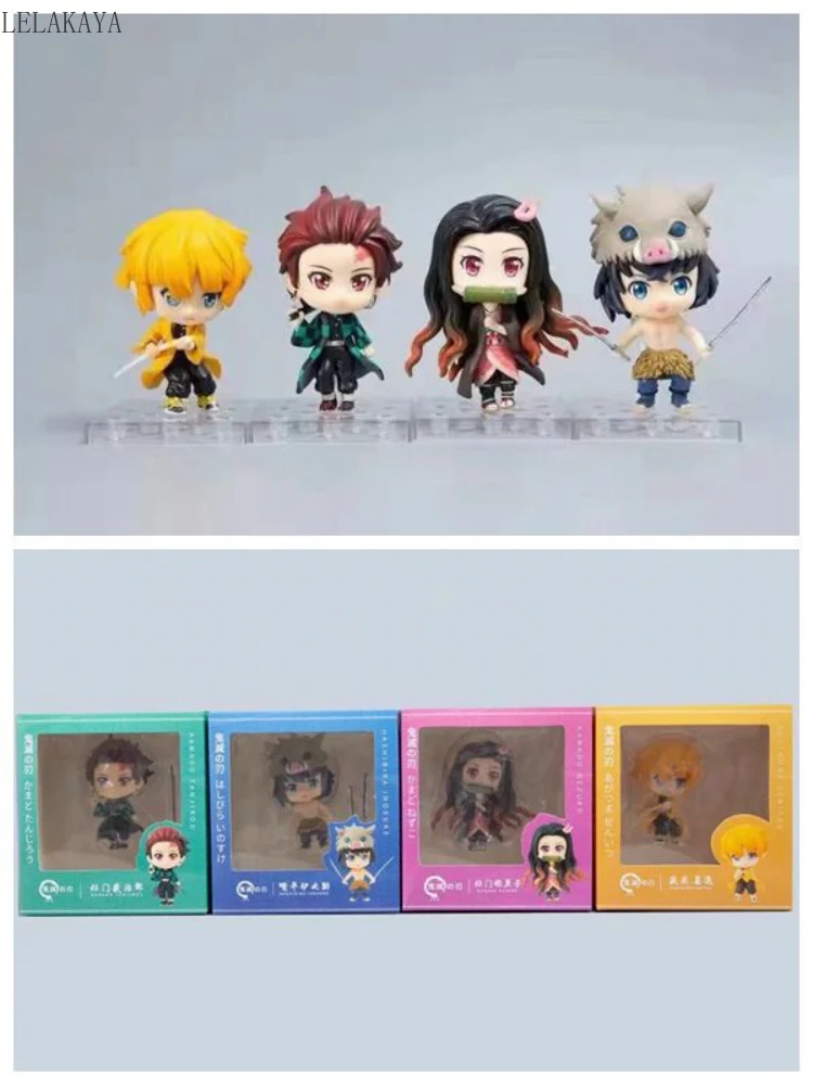 

4pcs Demon Slayer: Kimetsu No Yaiba Kamado Tanjirou Nezuko Agatsuma Zenitsu Hashibira Inosuke Q Ver. PVC Action Figure Toys New