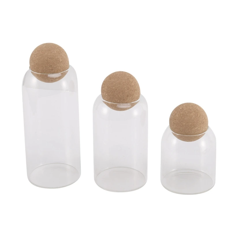 

3Pcs Glass Jars with Airtight Seal Ball Cork Lid Clear Cookie Jars Mason Jars Food Storage Canister for Tea Coffee Spice