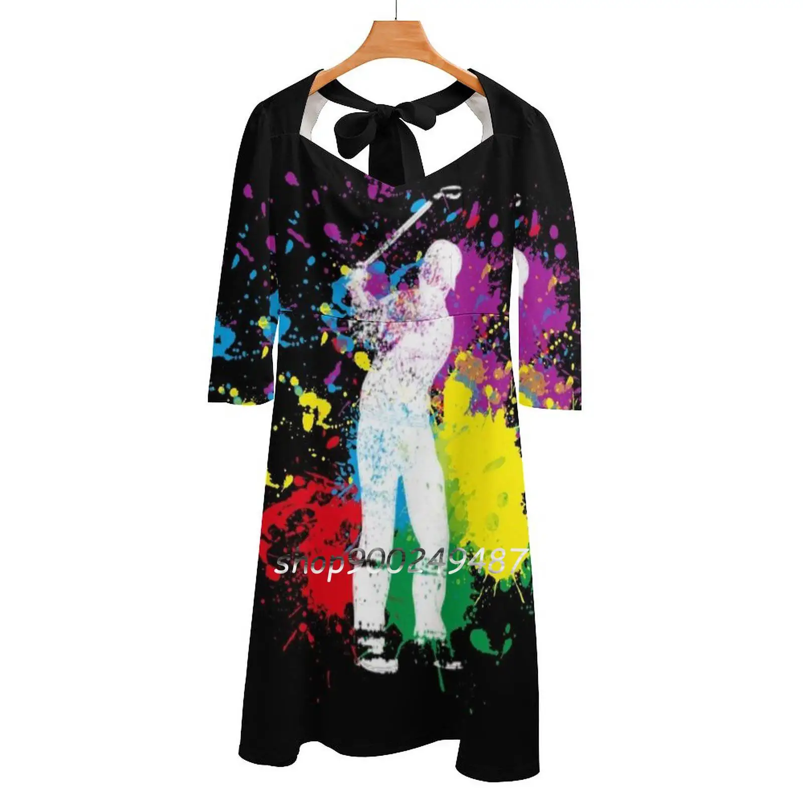 

Вечерние платья средней длины брызговика для гольфа сексуальное платье женское милое цельнокроеное платье корейский стиль для гольфа своб...