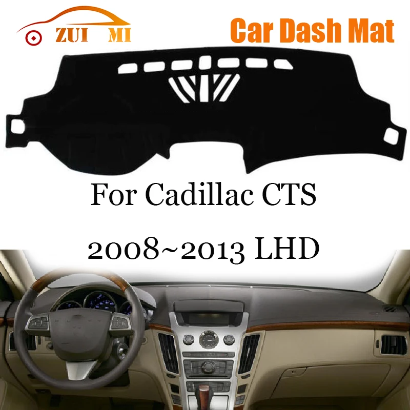 Фото Накладка на приборную панель ZUIMI (коврик) для Cadillac CTS 2003-2013, леворульный, защита от солнца и пыли №1