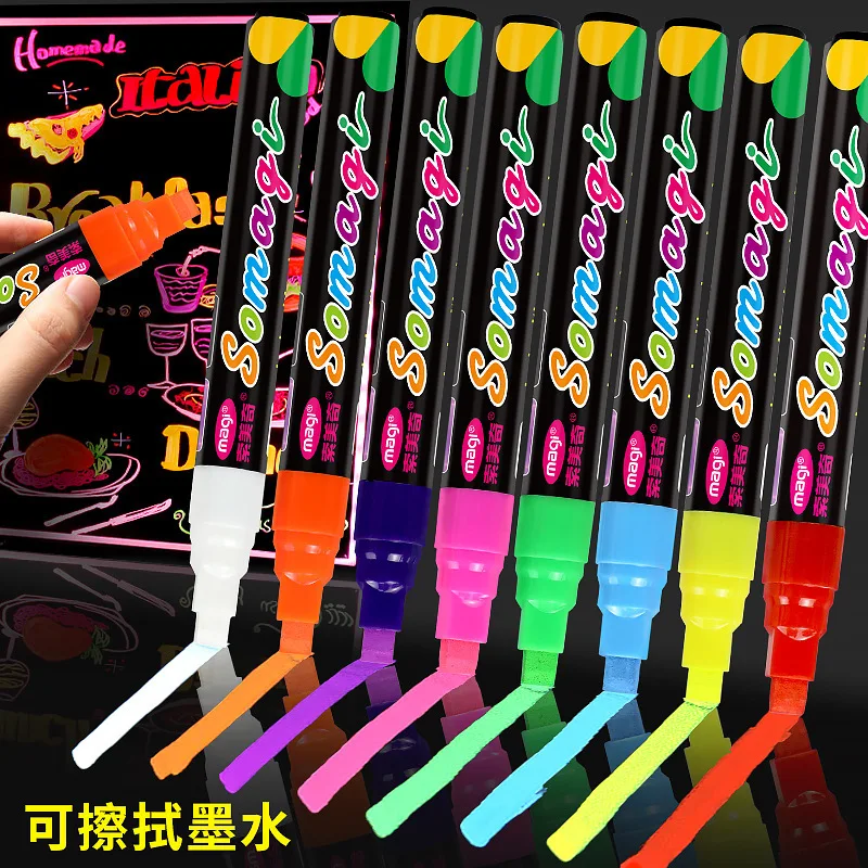 Set Liquid Chalk Marker Pens Erasable Multi Colored Highlighters Led Writing Board Glass Window Art Marker Pens