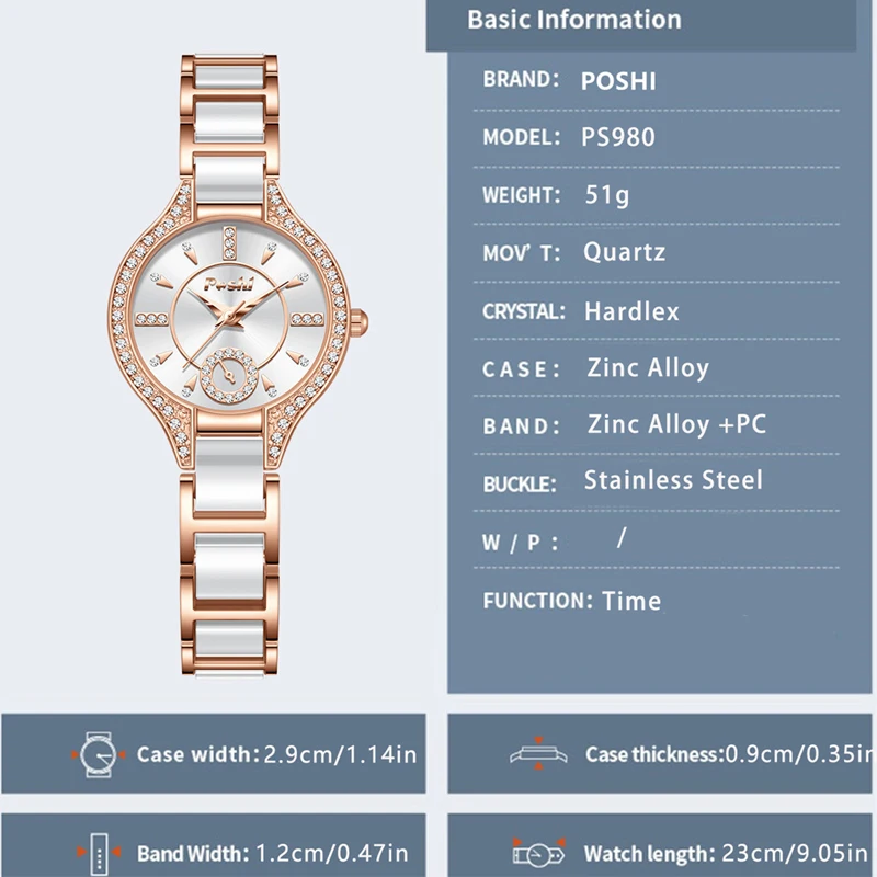 POSHI 908 модные кварцевые часы элитный бренд оригинальные женские наручные