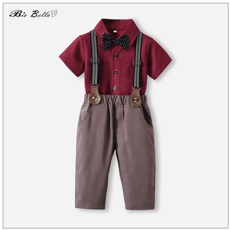 

Детская летняя одежда для мальчиков, официальная одежда для детей от 1 до 7 лет, Свадебная вечеринка, детские костюмы, однотонная Рождественская красивая футболка для малышей + брюки, костюмы