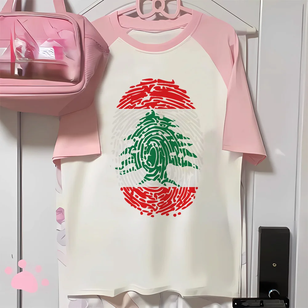 Lebanon top tees female University Psychedelic harajuku Digital 2000s t shirt Graphic graphic Y2k