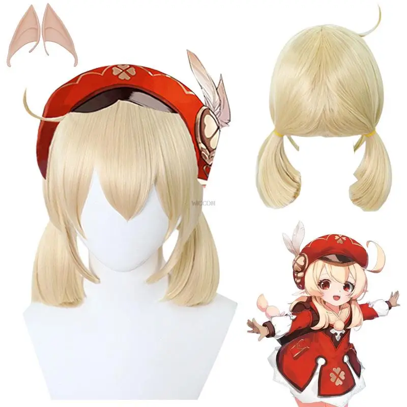 

Klee Wig Cosplay Genshin Impact Cosplay Game Halloween Klee Wigs Ponytails Women Beige Wig Heat Resistant Synthetic Hair