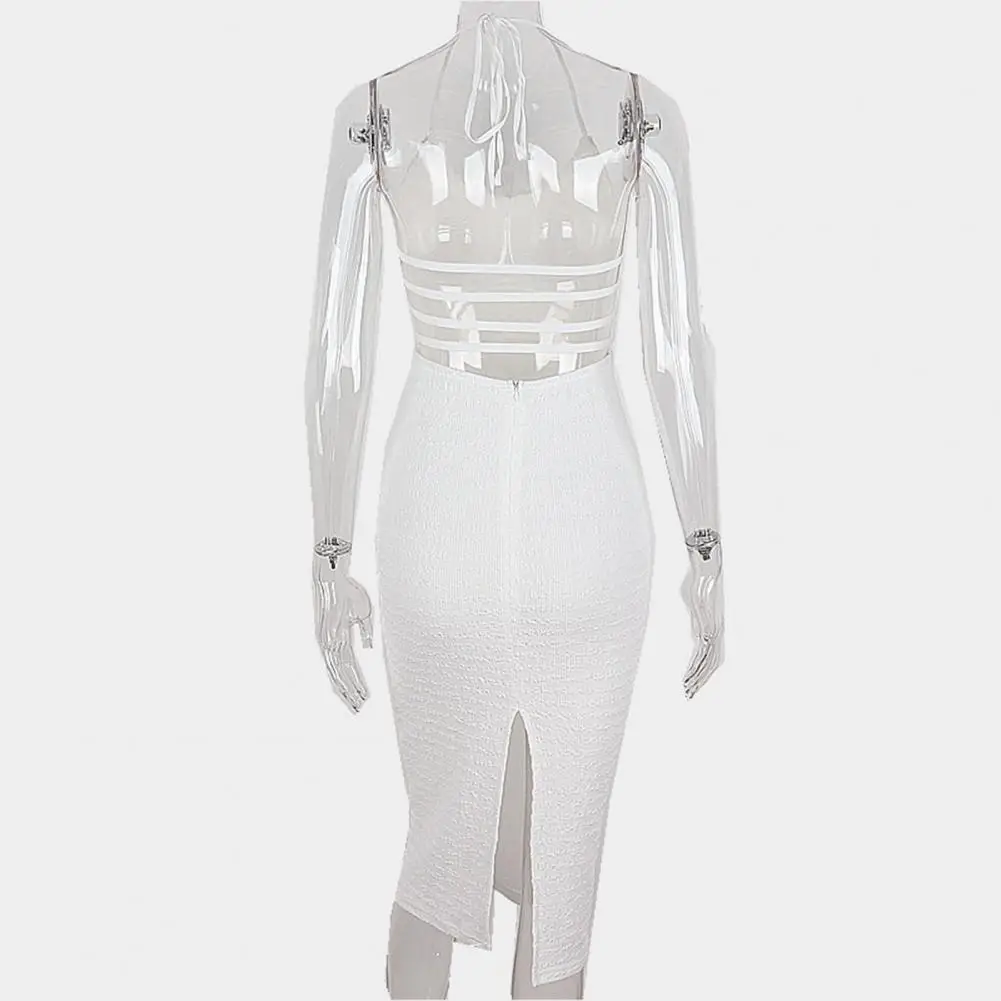 

Low Collar Breathable Halter Backless Bodycon Women Long Dress Female Clothes
