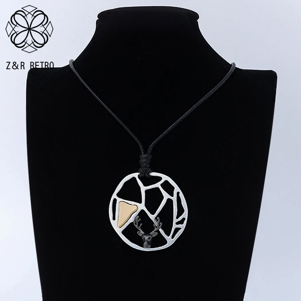 Винтажное геометрическое ожерелье с подвеской Kpop, модный кулон в виде головы оленя серого цвета для женщин, трендовая продукция 2022