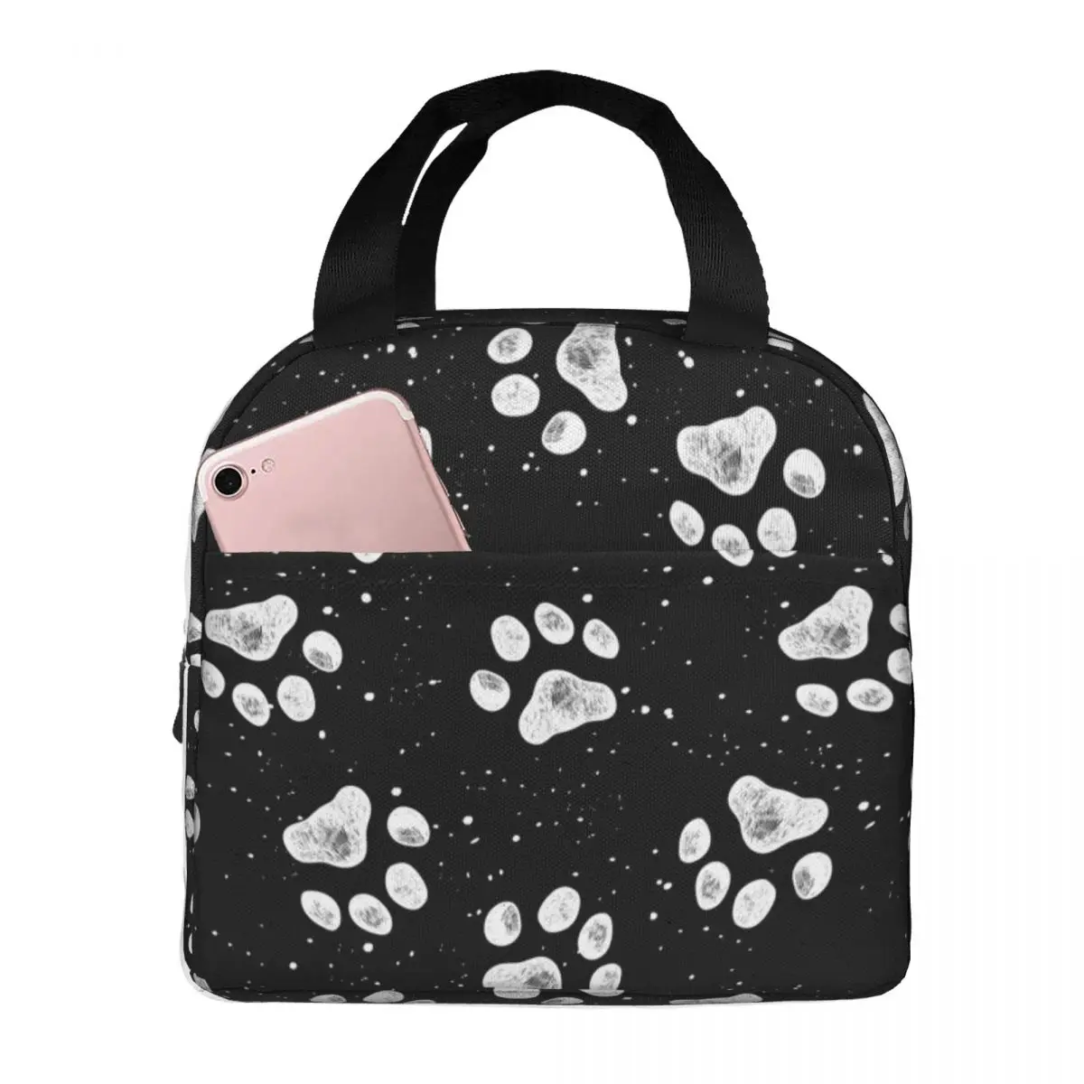 Lunch Bags for Men Women Cute Animal Paw Pattern Insulated Cooler Waterproof Picnic Canvas Lunch Box Food Storage Bags