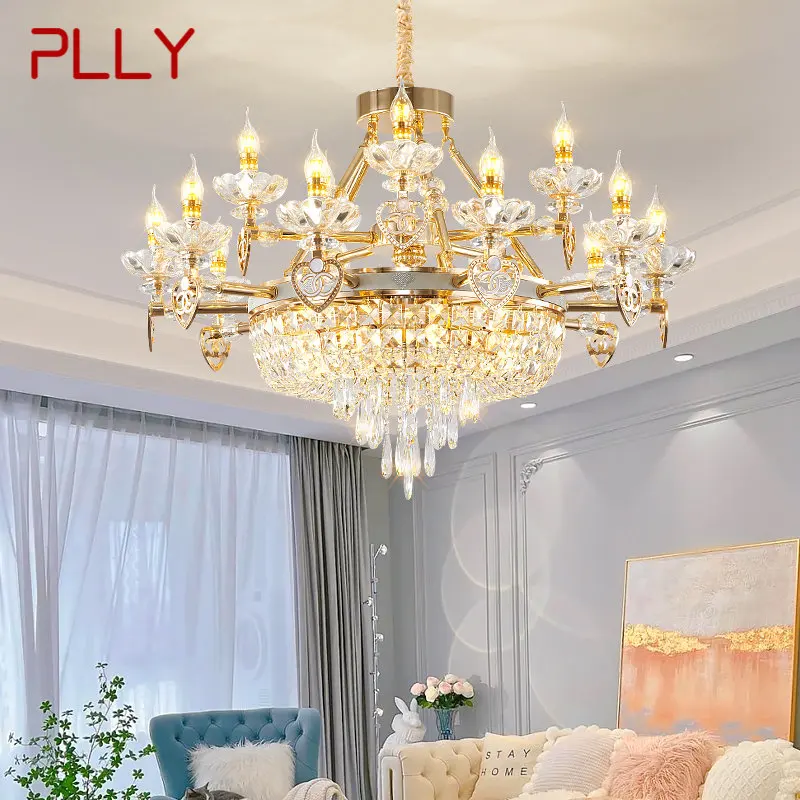 

PLLY European Hanging Chandelier Simple Luxury Crystal LED Pendant Lamp Modern for Home Living Dining Room Bedroom Light