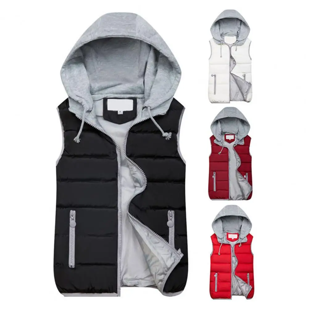 

2023 Winter New Women Hooded Vests Waterproof Cotton Padded Sleeveless Jacket Windprrof Female Bright Waistcoat Plus Size 4XL