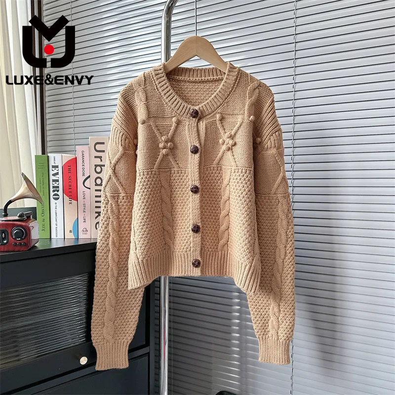 

Роскошный & ENVY LUXE & ENVY, новый модный вязаный кардиган, универсальный Свободный Топ, свитер для ленивых женщин, осень 2023