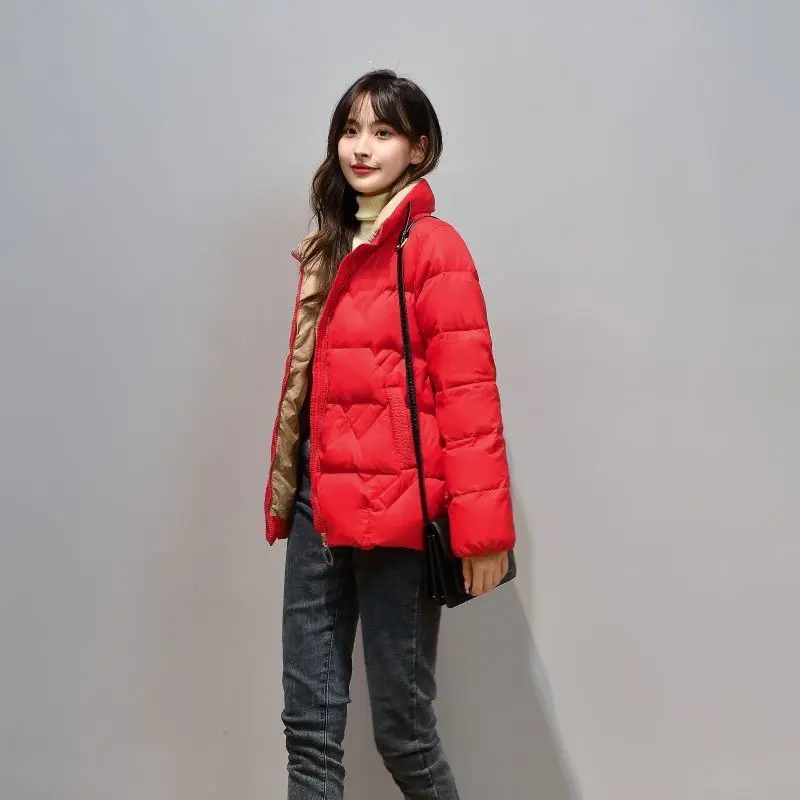 Lapel Collar Women Warm White Duck Down Jacket Loose Winter Warm Thick Outwear Coat Korean Style 2023 New Down Zipper M15