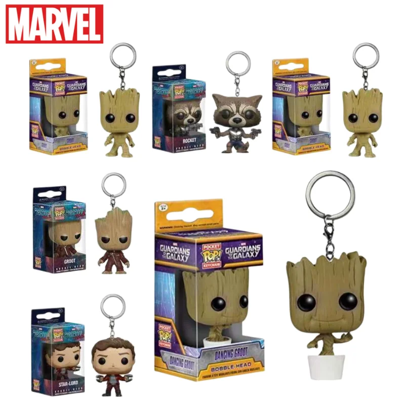 Marvel Guardians of the Galaxy 2 Tree Man Groot Star-Lord Rocket Raccoon Dr. Strange Cartoon Couple Backpack Pendant Keychain