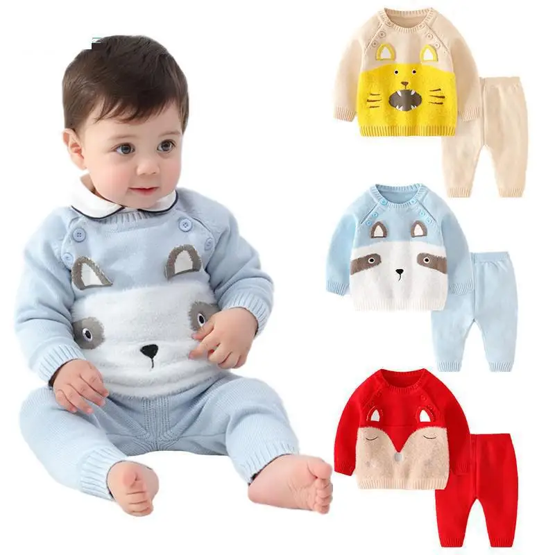 

Autumn baby girls clothes children knitted sets for boys Winter long sleeve animals Baby Girl Outfit 2pcs clothing outwear set