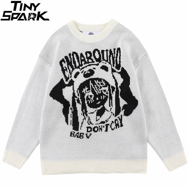 Уличная одежда в стиле хип-хоп вязаный свитер аниме пуловер для девочек с