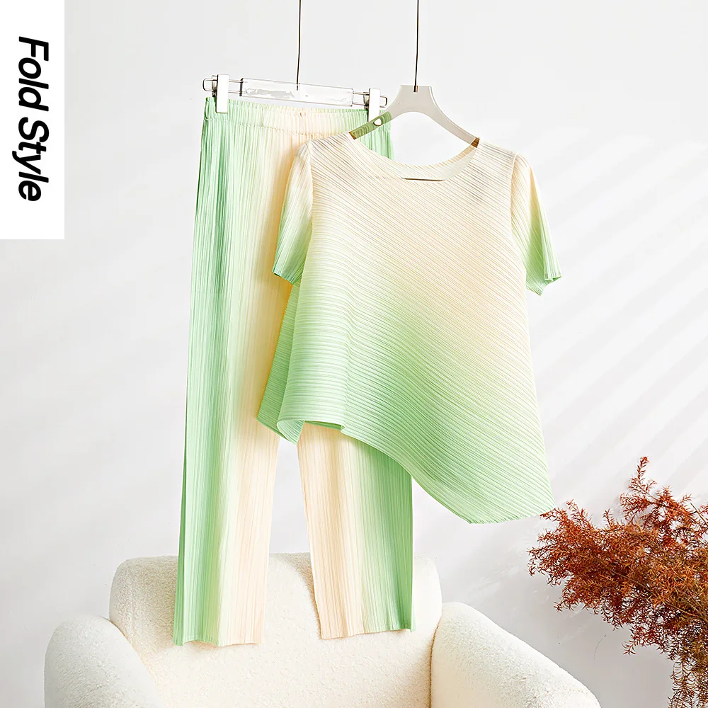 Женский Брючный комплект женская летняя новая футболка с градиентом и