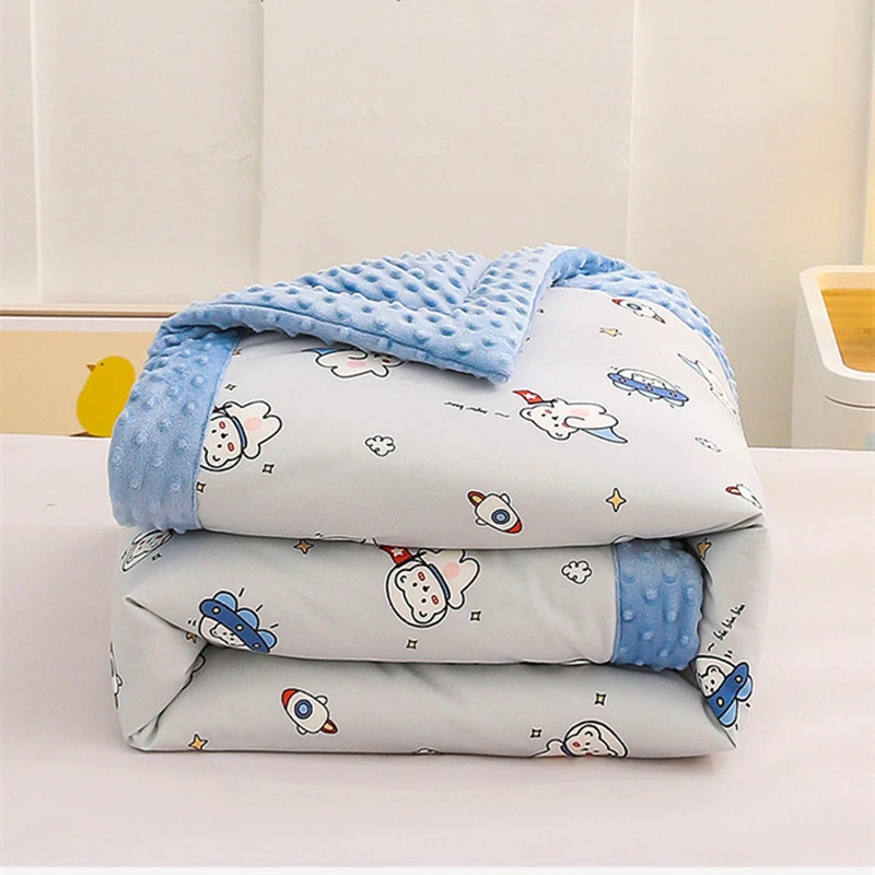 

Зимнее толстое 3D одеяло в горошек, теплое одеяло для новорожденных, теплое одеяло для младенцев с наполнителем, стеганое искусственное одеяло