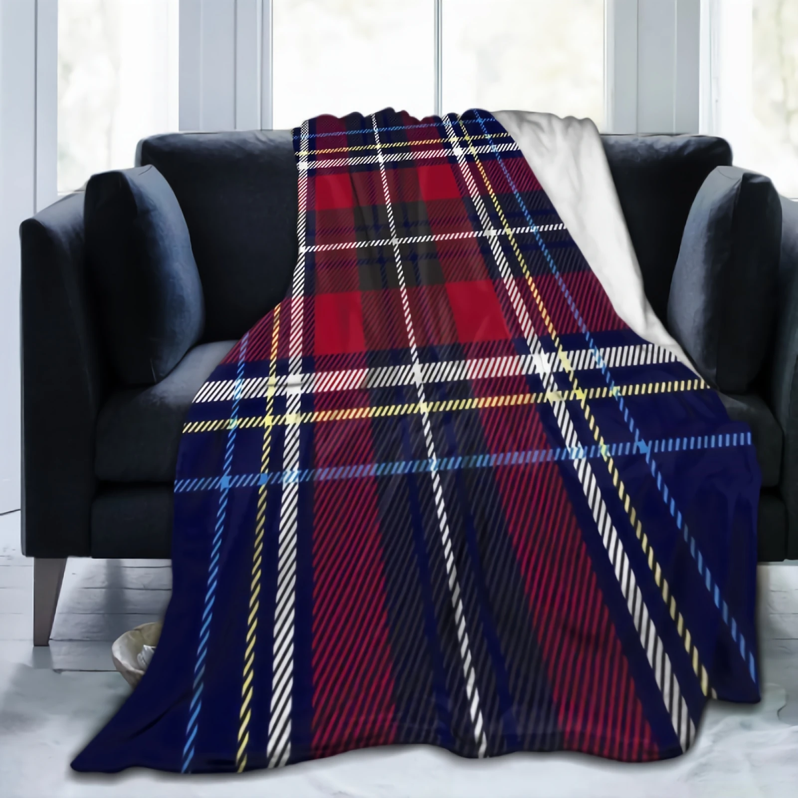 

Blue Red Check Plaid Blanket Throw Blanket Warm Bed Blanket Cozy Blanket Couch Plush House Warming Decor Gift Idea