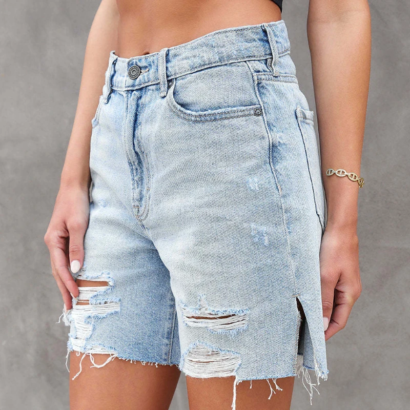 Denim Shorts Women High Waist Ripped Hole Streetwear Y2k Shorts Summer Thin Short Jeans Harajuku Women Clothing