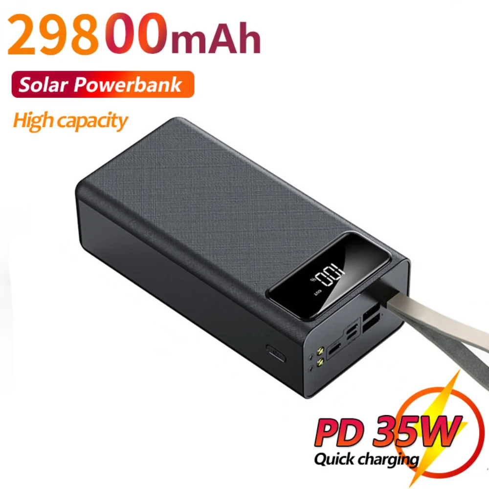 

Power Bank 29800mAh Portable Charging PowerBank USB Flashlight Digital Display PowerBank External Battery Charger for Phone