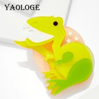 yaologe cute style brooches women acrylic material lovely cartoon dinosaur pins brooch hot sale girls jewelry on backpacks