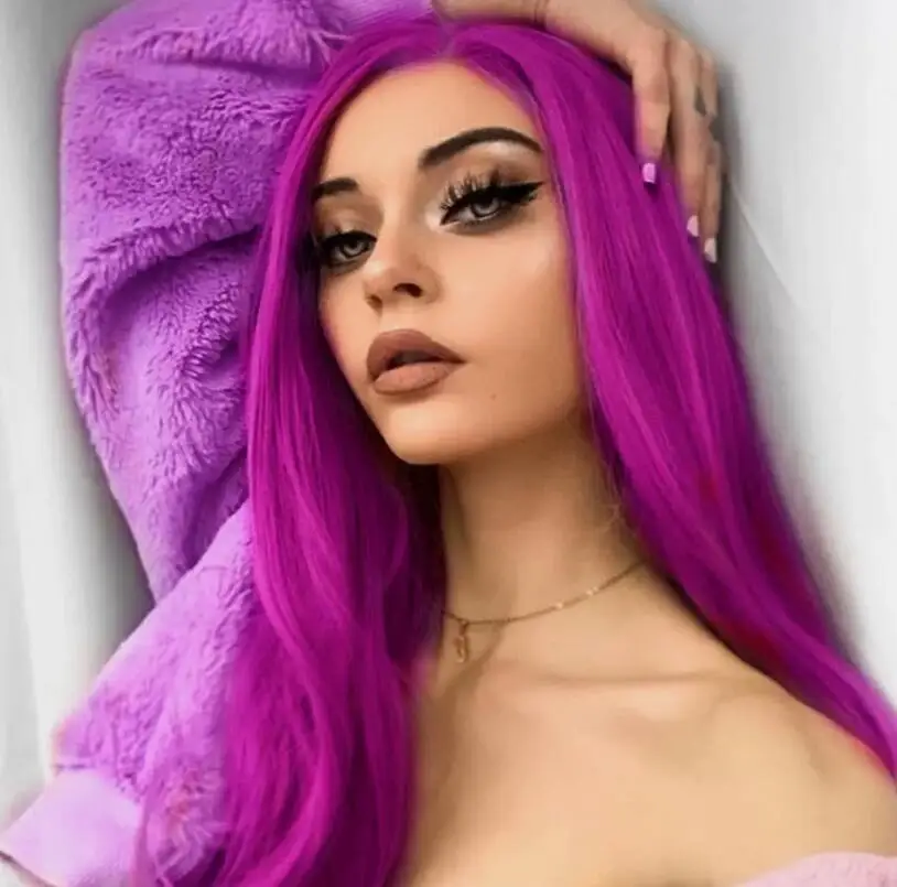 Женский Лидер продаж розовый парик с прямыми кружевами спереди без клея Модный