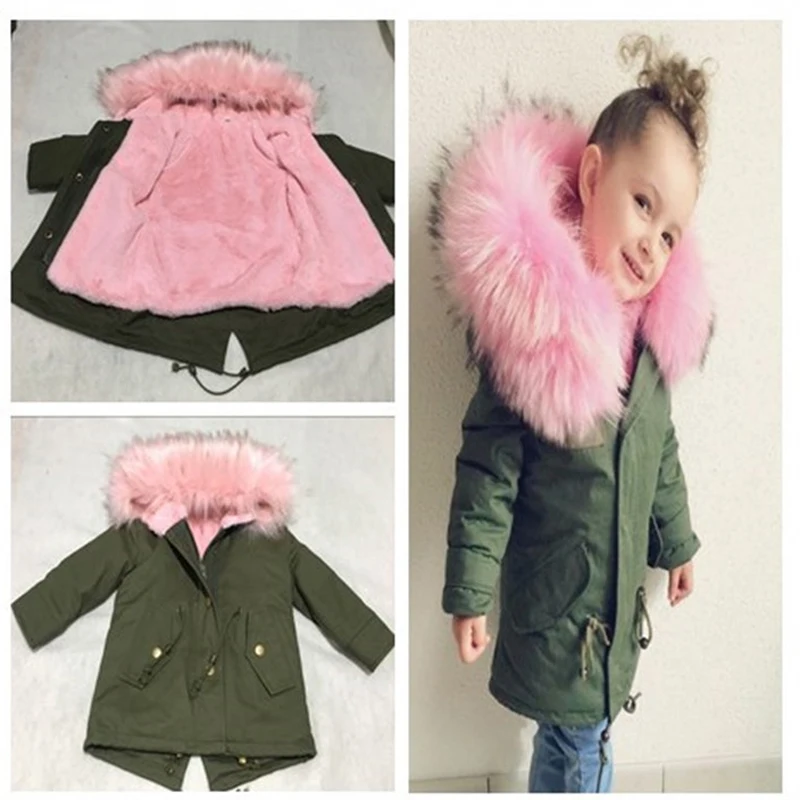 

Children's Clothing Girls Winter Denim Jackets Fur Hooded Velvet Thick Warm Toddler Baby Girls Coat Vetement Enfant Fille