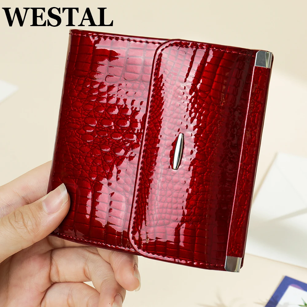 

WESTAL женский кожаный кошелек с карманом для монет, красные держатели для карт, сумка для денег, женский кошелек