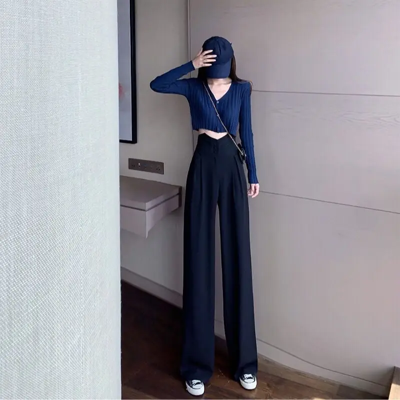 

Women's New High Waist Casual Pants Loose Wide Leg Pants Woman Clothing Korean Streetwear Y2k Urban Harajuku Fashion Pant Suits
