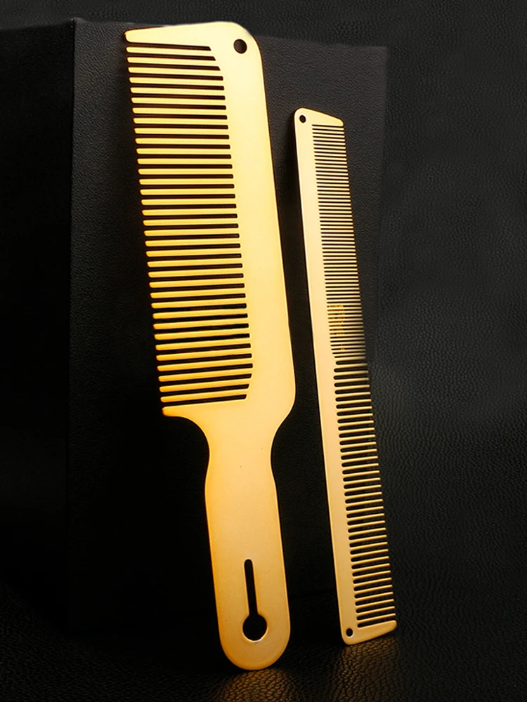 Men Hairstyle Comb Titanium Steel Metal Hairdressing Cutting Comb Thin Flat Top Clipper Over Comb Haircut Tools For Hairdresser images - 6