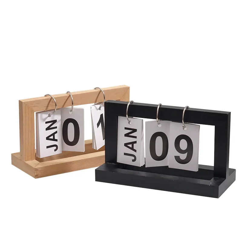 

INS Creative Wooden Page Flipping Calendar Simple Home Desktop Small Decorations Study Desk Calendar Small Decorations