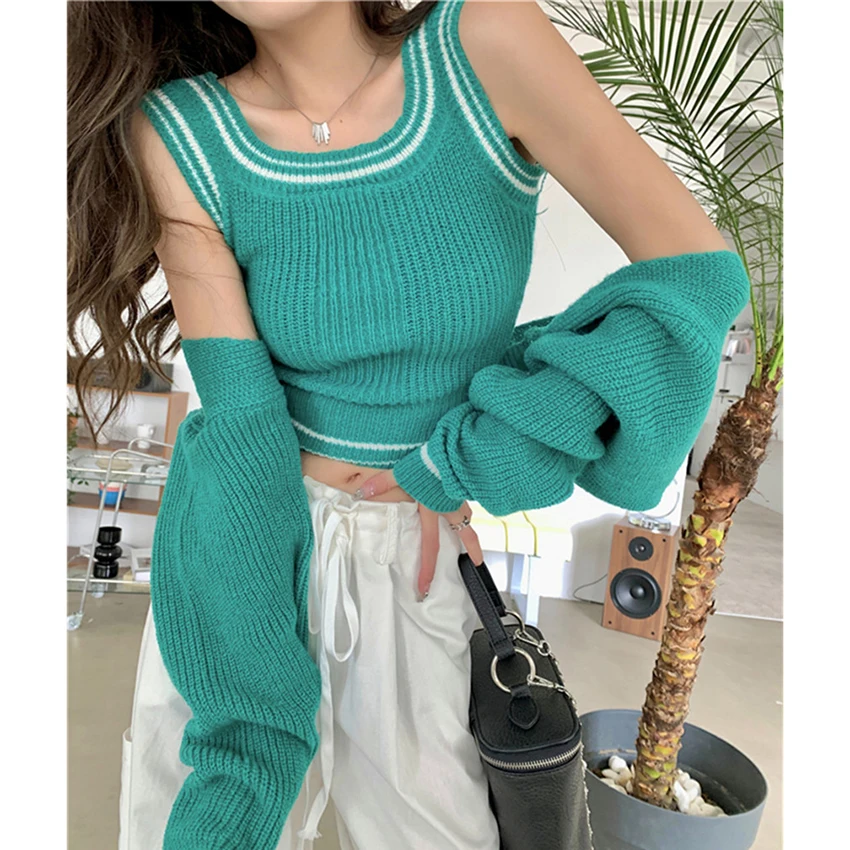 

Женский осенне-зимний Кардиган на тонких бретельках, из двух предметов